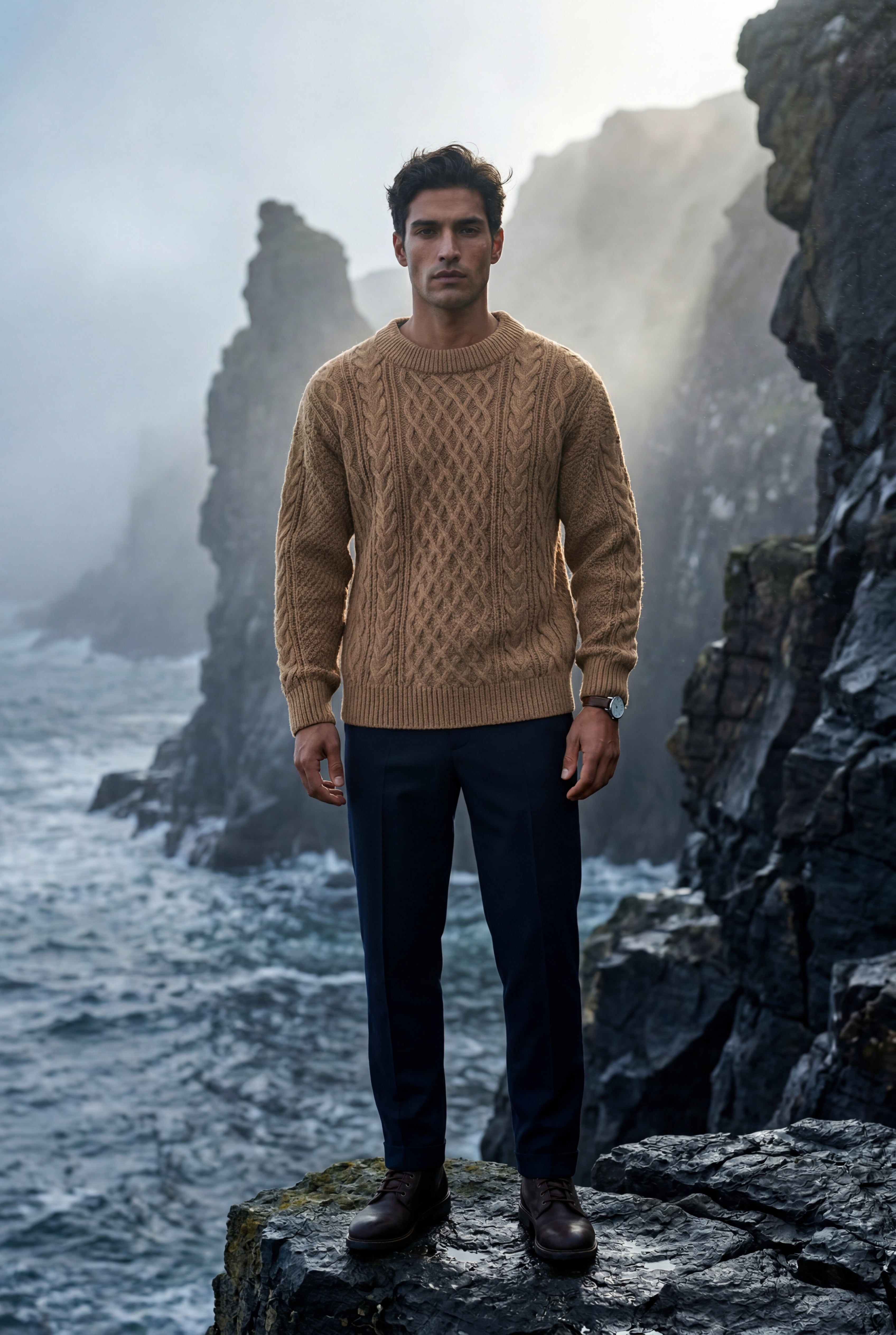 Classic sweater for cold days – Long-sleeve cable knit for men