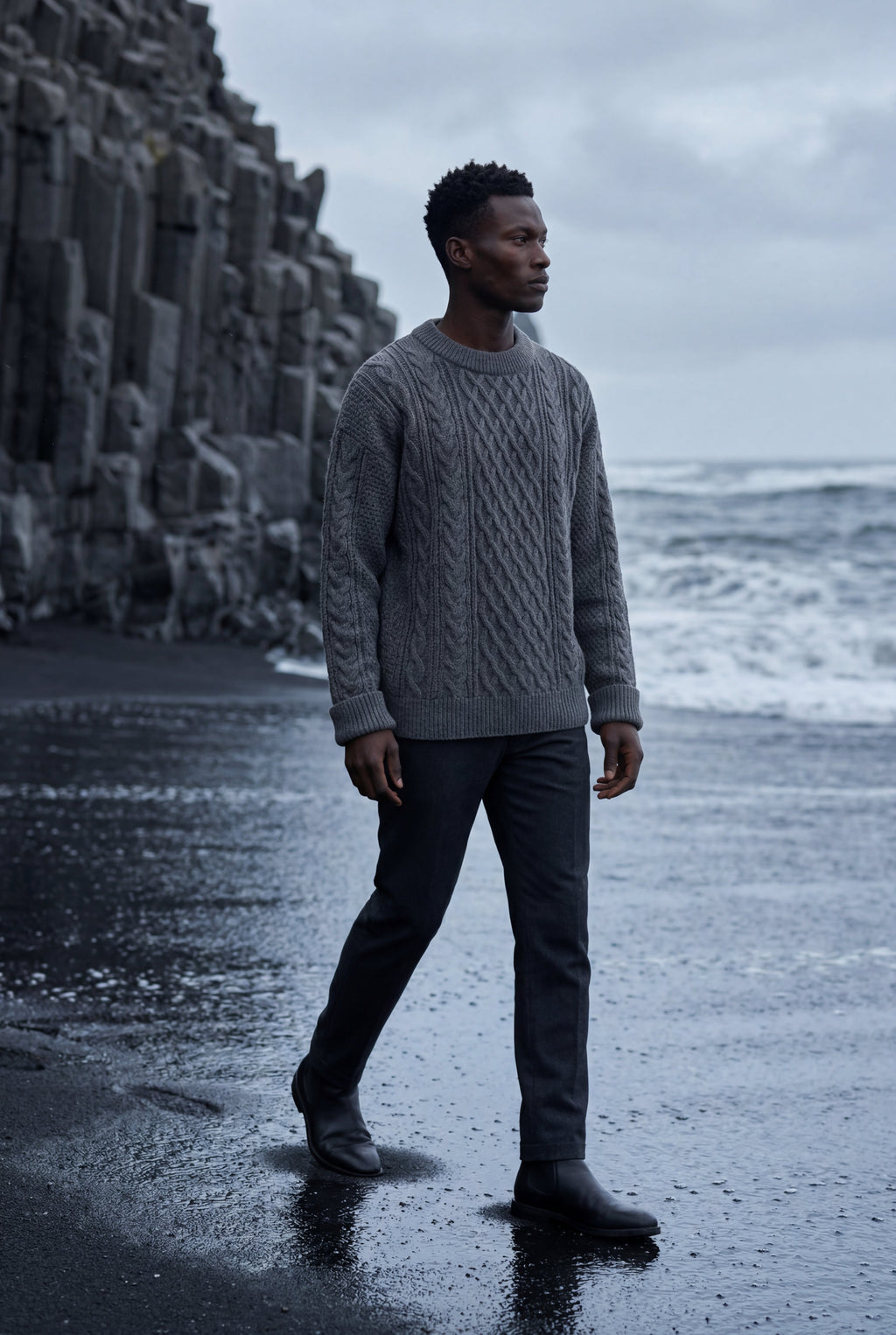 Classic sweater for cold days – Long-sleeve cable knit for men