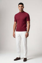 Ribbed sweater for everyday use – Short-sleeve sweater with high neck for men