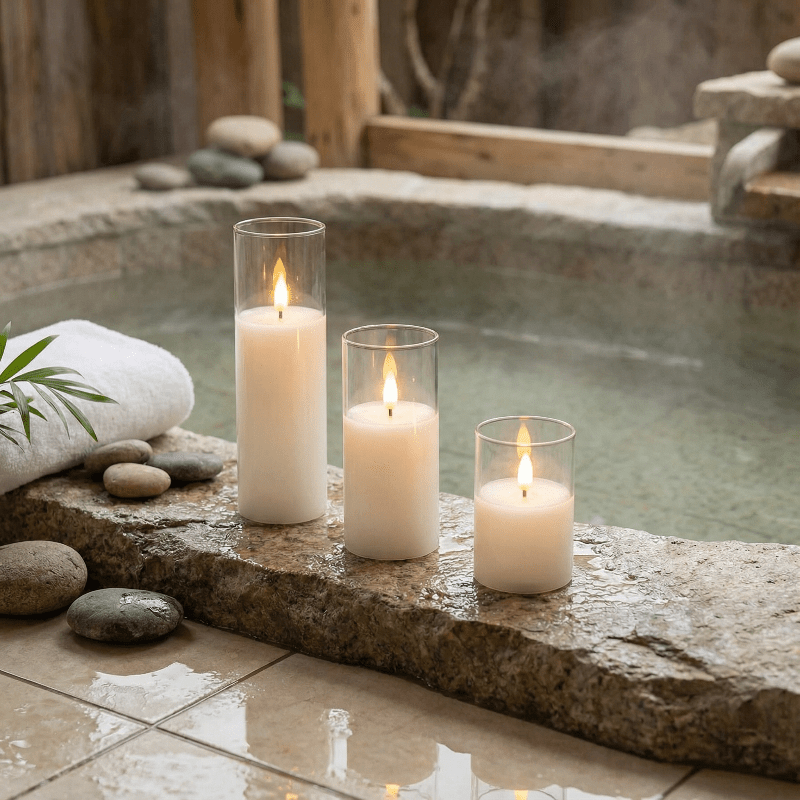 Ambient lighting for the home – LED block candles without flame set of 9