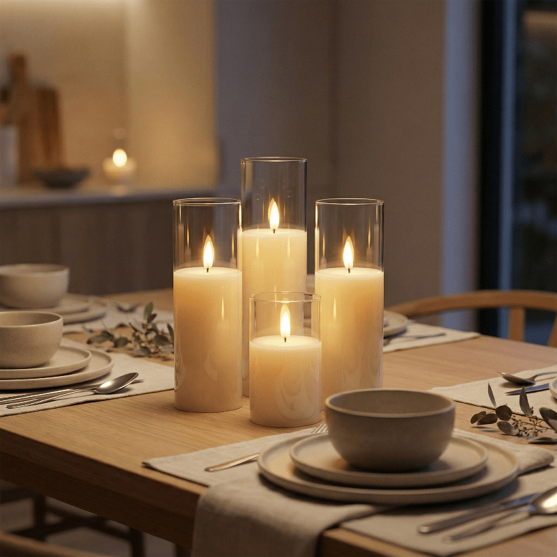 Ambient lighting for the home – LED block candles without flame set of 9