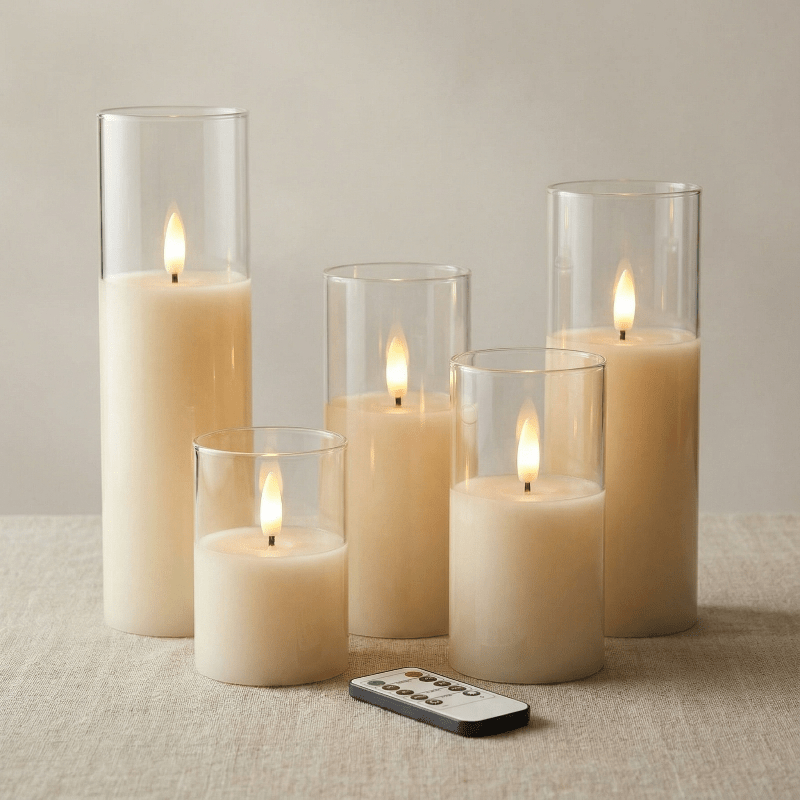 Ambient lighting for the home – LED block candles without flame set of 9