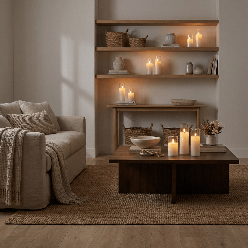 Ambient lighting for the home – LED block candles without flame set of 9