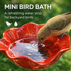 Decorative Bird Bath for Garden Spaces – Metal Flower Stake with Bird Bath