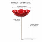 Decorative Bird Bath for Garden Spaces – Metal Flower Stake with Bird Bath