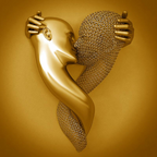 Wall decoration with metal figure and canvas for indoor use