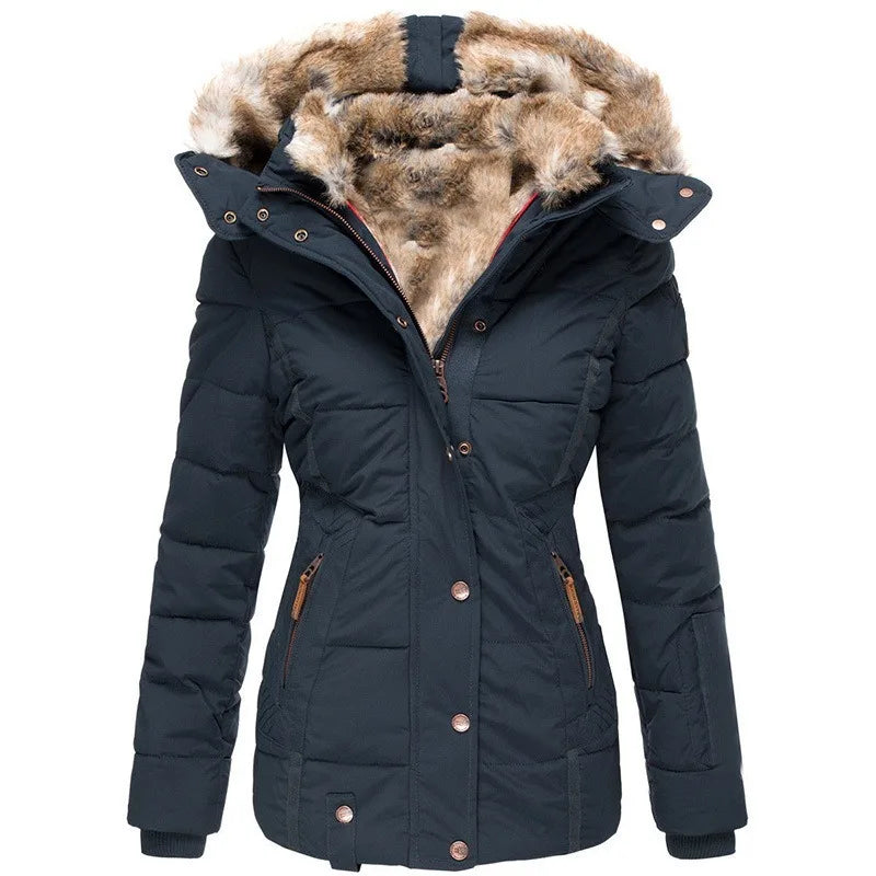 Warm jacket for cold days – Women's jacket with collar and fur