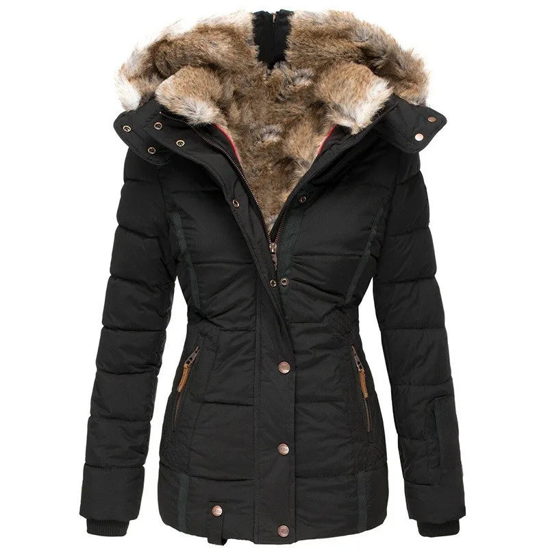 Warm jacket for cold days – Women's jacket with collar and fur