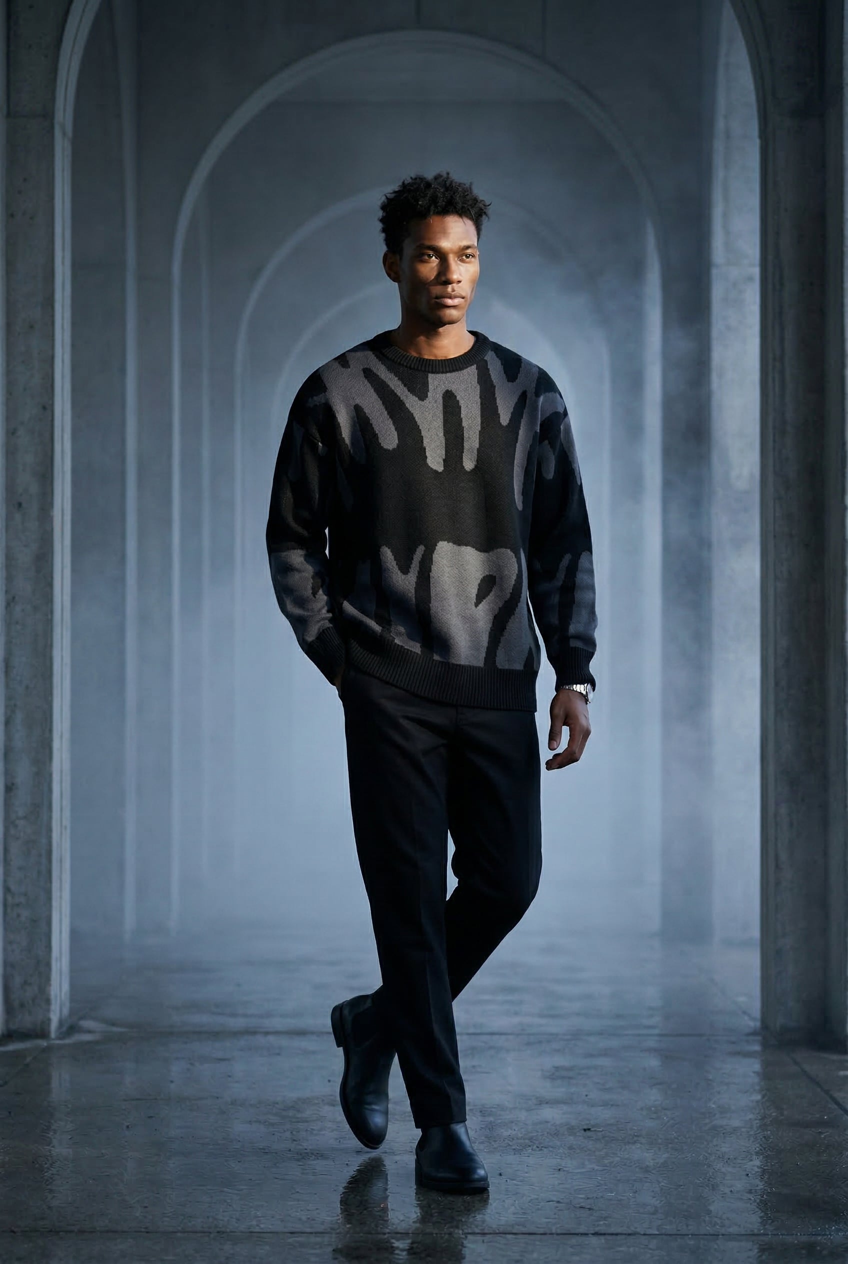 Casual sweater for everyday use – Sweater with abstract pattern for men