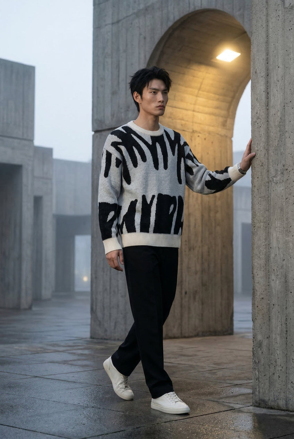 Casual sweater for everyday use – Sweater with abstract pattern for men