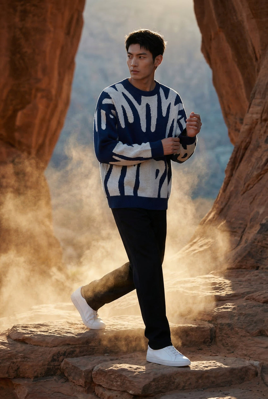 Casual sweater for everyday use – Sweater with abstract pattern for men