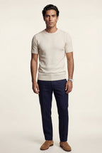 Fitted t-shirt for everyday use – Short-sleeve knitted t-shirt for men