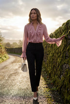 Elegant blouse for work and everyday use – Pleated blouse with ruffle details for women