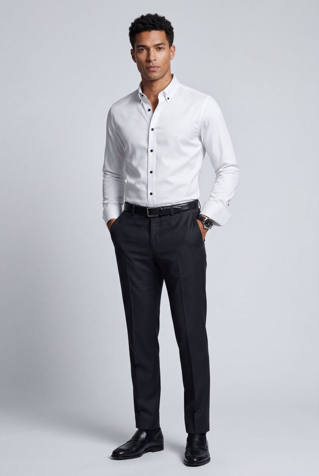 Fitted shirt for work and everyday use – Long-sleeve shirt with classic collar for men