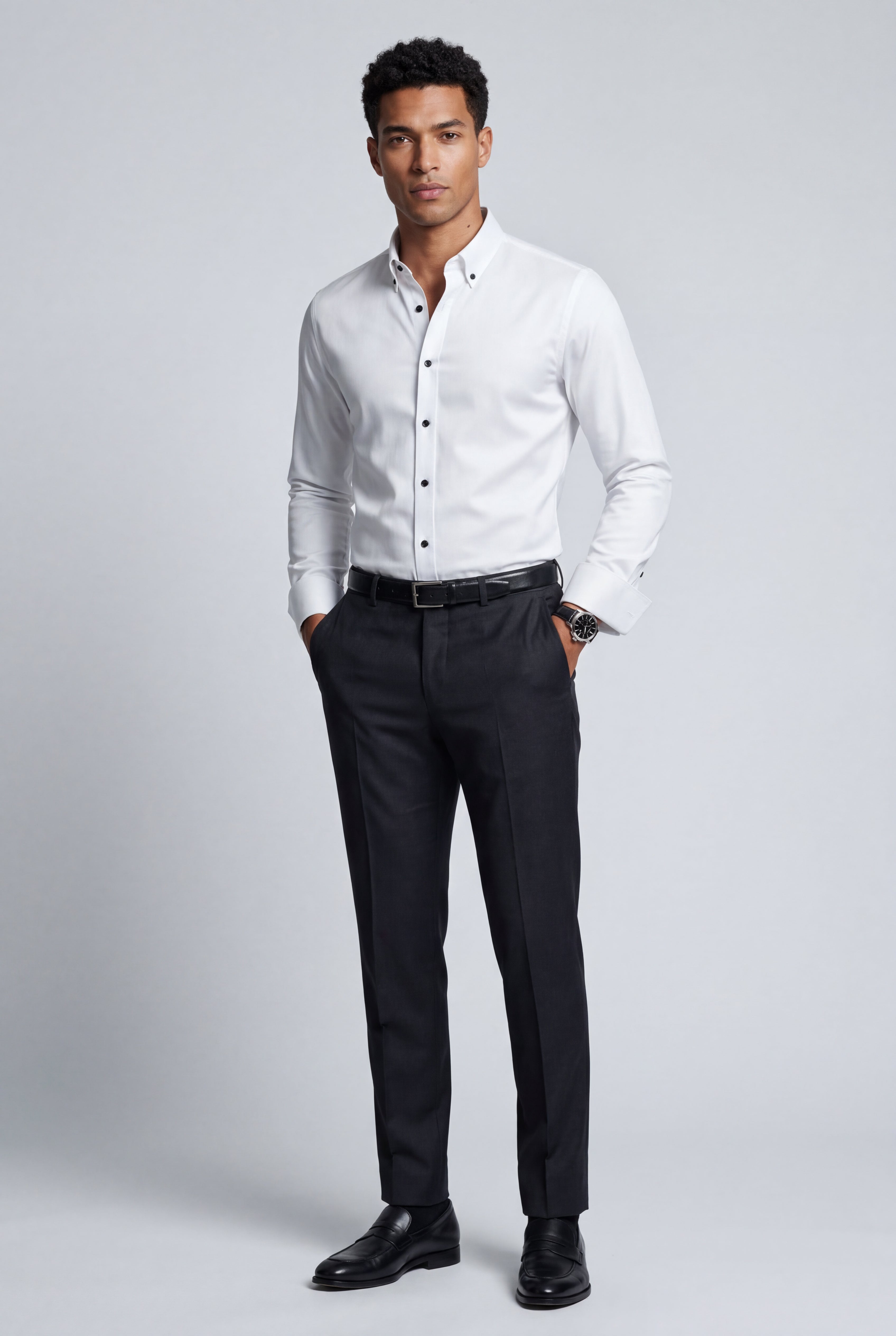 Fitted shirt for work and everyday use – Long-sleeve shirt with classic collar for men