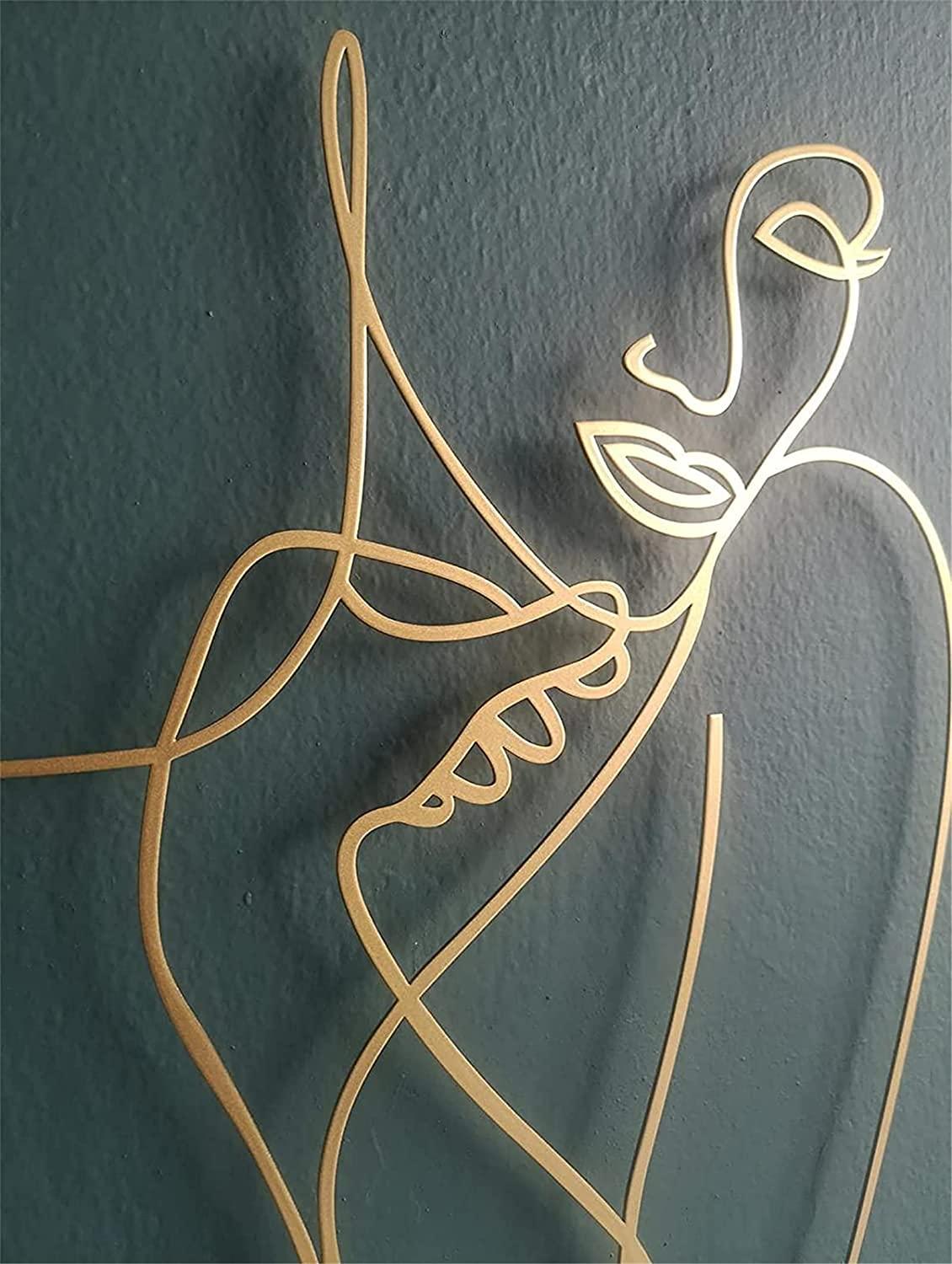 Abstrakt metal vægdekoration i enkeltlinje design